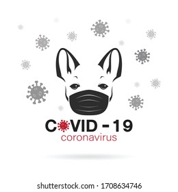 Bulldog wearing a mask to protect against the covid-19 virus. Breathing mask on dog face flat vector icon for apps and websites.