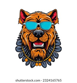 Bulldog wearing sunglasses logo design illustration, showcasing strength and determination. Perfect for sports teams, businesses, and brands seeking a strong identity