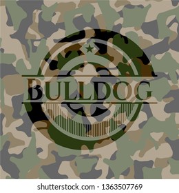 Bulldog written on a camo texture