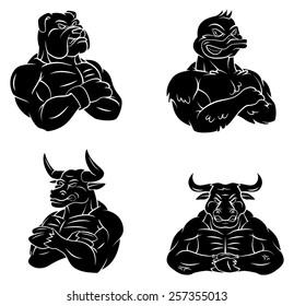 Bulldog,Duck,Bull and Bull Tattoo Collection