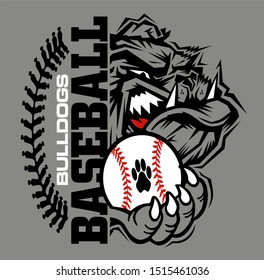 bulldogs baseball team design with stitches and half mascot for school, college or league