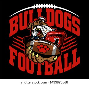 bulldogs football team design with mascot holding ball for school, college or league