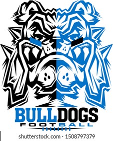 bulldogs football team design with mascot head and laces for school, college or league