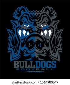 bulldogs football team design with mascot head and laces for school, college or league