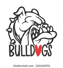 Bulldogs Illustration Clip Art Design Shape. Love Bulldog Silhouette Icon Vector.