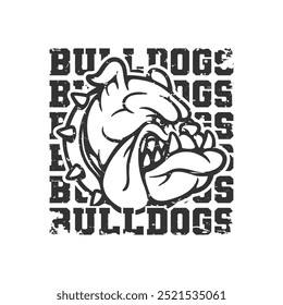 Bulldogs Illustration Clip Art Design Shape. Mascot Silhouette Icon Vector.	