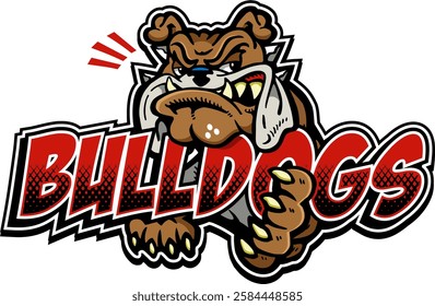 bulldogs with mean mascot for college, school or league sports