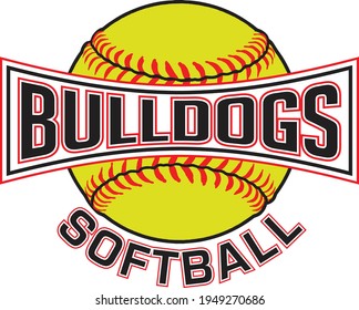 Bulldogs Softball Graphic is a sports design which includes a softball and text and is perfect for your school or team. Great for Bulldogs t-shirts, mugs and other products.