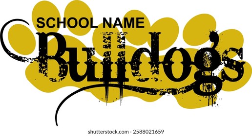 bulldogs team name with paw prints for school, college or league sports