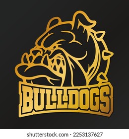 Bulldogs Team Spirit Illustration Clip Art Design Shape. Dog Face Head Silhouette Icon Vector.