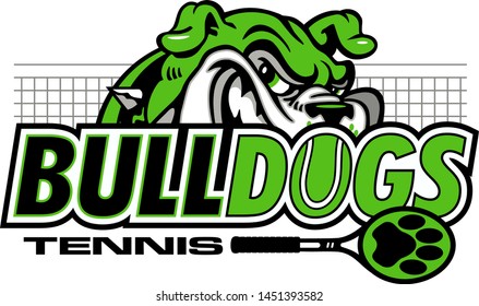 bulldogs tennis team design with mascot head for school, college or league
