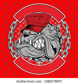 bulldogs wear caps and chains hand drawing vector