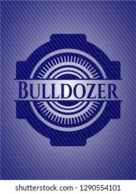 Bulldozer badge with denim background