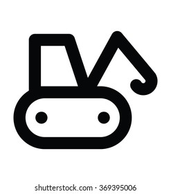 Bulldozer Bold Line Vector Icon 