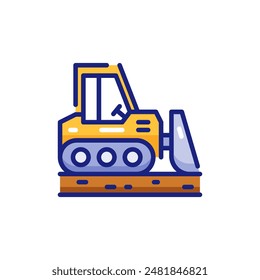 Bulldozer for Building Construction Vector Icon