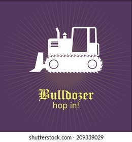 bulldozer card with text vector illustration