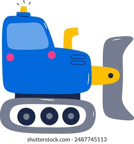 Bulldozer Cartoon Vehicle Vector Illustration