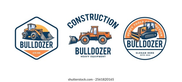 bulldozer construction badge template design