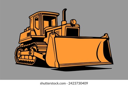 Bulldozer Construction Equipment Machine Vector, bulldozer machine monochrome icon, on white background, vector coloring book