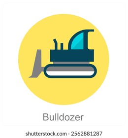 Bulldozer and construction icon concept