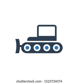 Bulldozer construction icon. excavator truck vector icon. excavator machine icon
