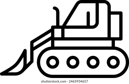 Bulldozer construction machinery with black outline style. machinery, heavy, construction, equipment, vehicle, machine, digger. Vector illustration