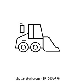 bulldozer, icono de maquinaria de construcción en línea negra plana, aislado en fondo blanco 