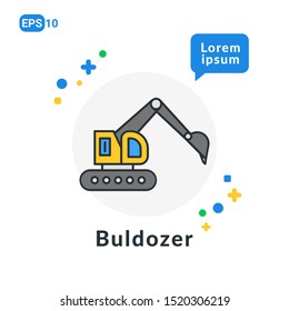 Bulldozer Construction Tool Flat icon . Used For web, logo, mobile app, User Interface and Infographic