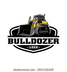 Bulldozer construction vehicle illustration logo vector