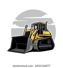 Bulldozer vector de ilustración de vehículo de construcción