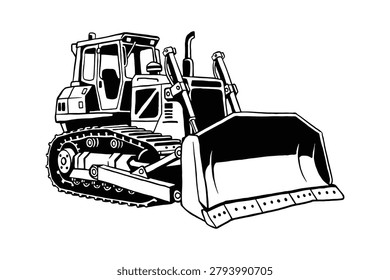 Bulldozer Crawler Dozer Construction Equipment Vector Illustration