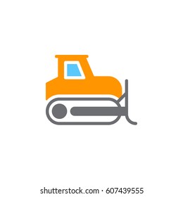 Bulldozer, crawler icon vector, filled flat sign, solid colorful pictogram isolated on white. Symbol, logo illustration. Pixel perfect