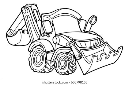 Bulldozer digger construction vehicle cartoon 