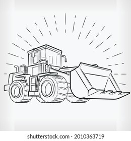 Bulldozer Doodle Construction Machine Handdrawing Sketch Heavy Machine