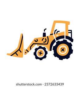 Bulldozer or Dozer as Construction Equipment and Heavy Machine for Industrial Work Vector Illustration