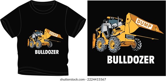 BULLDOZER DUMP PESO LIFFTER camiseta diseño gráfico ilustración vectorial 
