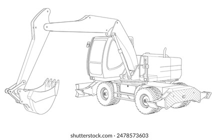 bulldozer and excavator 3d illustration