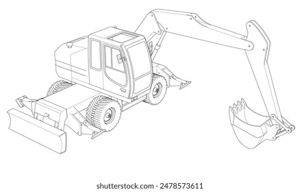 bulldozer and excavator 3d illustration