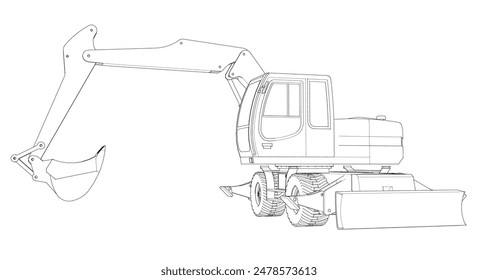 bulldozer and excavator 3d illustration