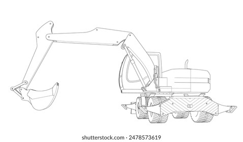 bulldozer and excavator 3d illustration