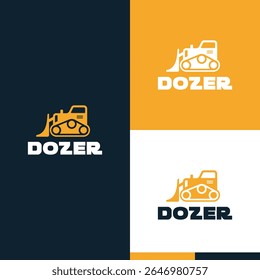 bulldozer, excavator icon, simple flat style, illustration, logo sign symbol pictogram template