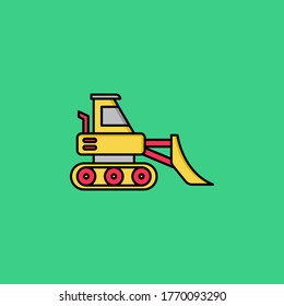 bulldozer filled outline Icon. construction and tool vector illustration on color background