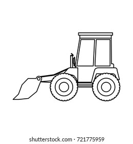 bulldozer flat icon monochrome silhouette vector illustration