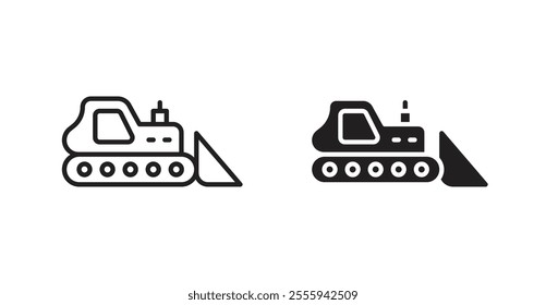 Bulldozer flat simple vector symbols illustration.