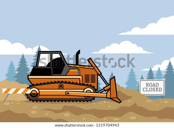 bulldozer flat vector style\
on the site