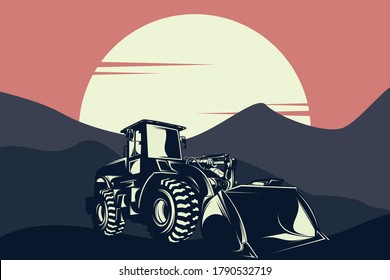 bulldozer graphic design on a construction tamplate design inspiration