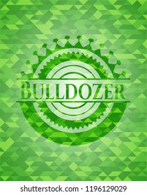 Bulldozer green emblem with triangle mosaic background