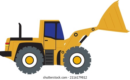 Bulldozer, Heavy Machinery Transportation Vehicle Drawing.