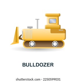 Bulldozer icon. 3d illustration from construction instruments collection. Creative Bulldozer 3d icon for web design, templates, infographics and more