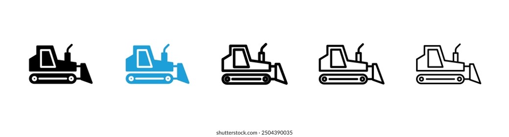 Bulldozer icon in black and blue colors